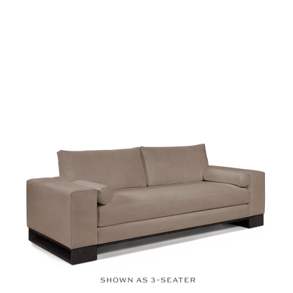 TERRA 2-seater sofa with light brown textile and chocolate wood legs 