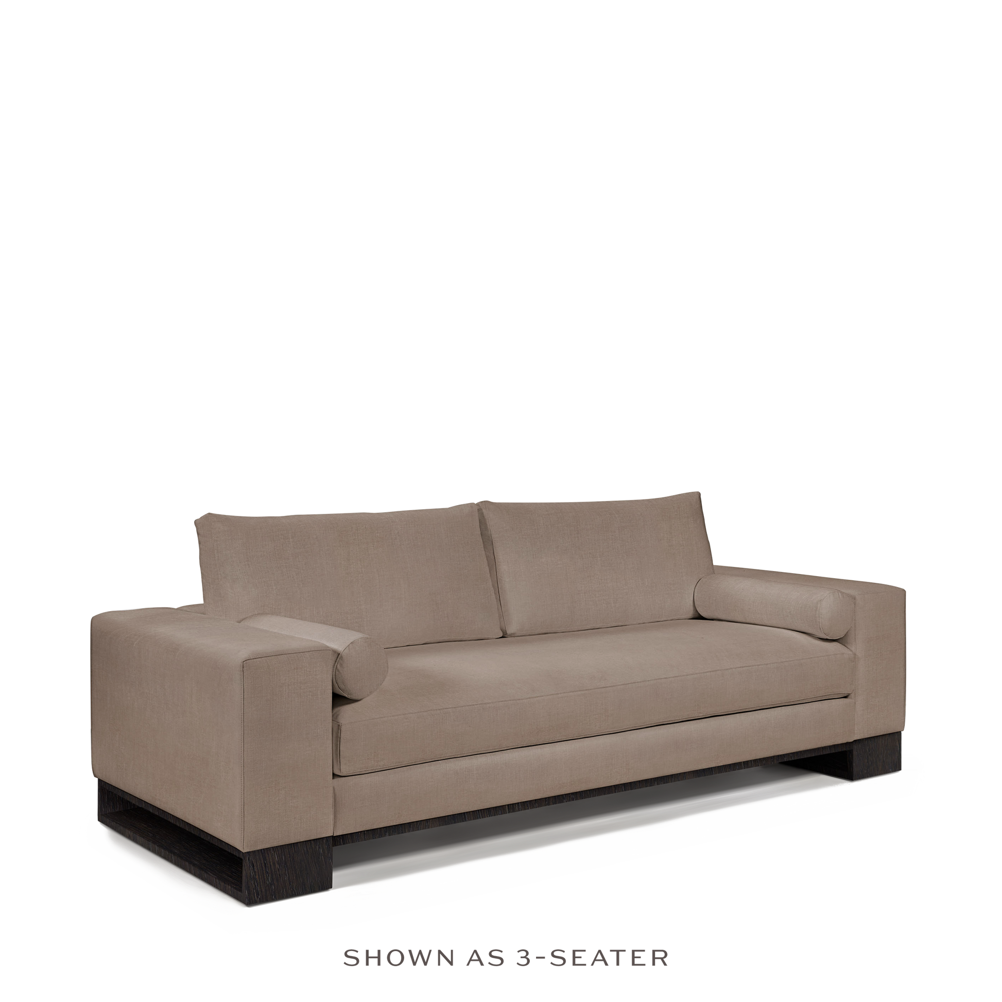 TERRA 3-seater sofa with light brown textile and chocolate wood legs 