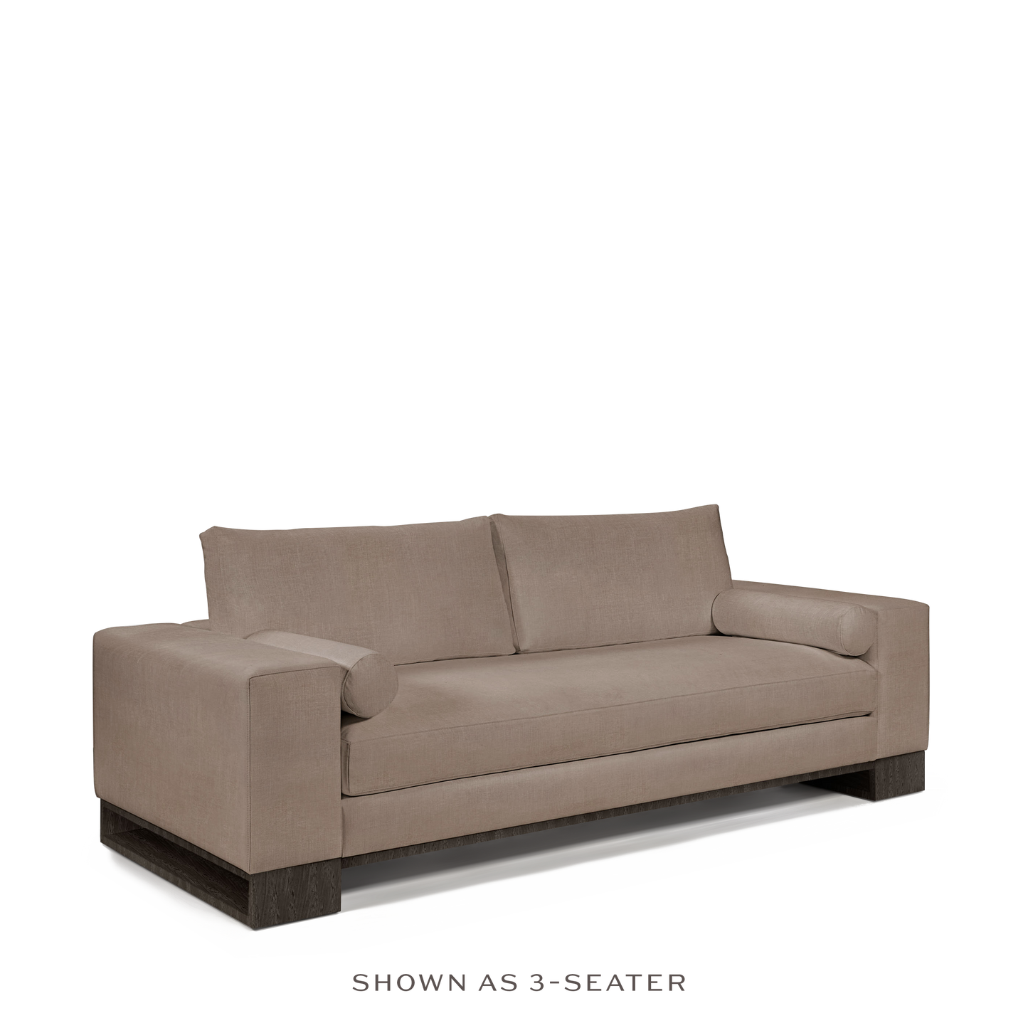 TERRA 2-seater sofa with linara light brown textile and dark grey wood legs 