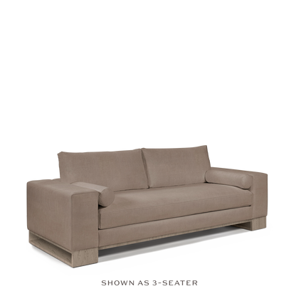 TERRA 2-seater sofa  with light brown textile and natural grey wood legs 