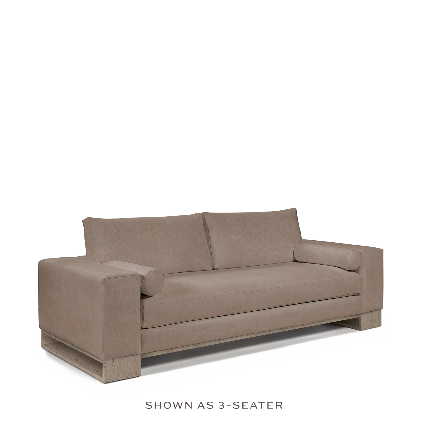 TERRA 2-seater sofa  with light brown textile and natural grey wood legs 