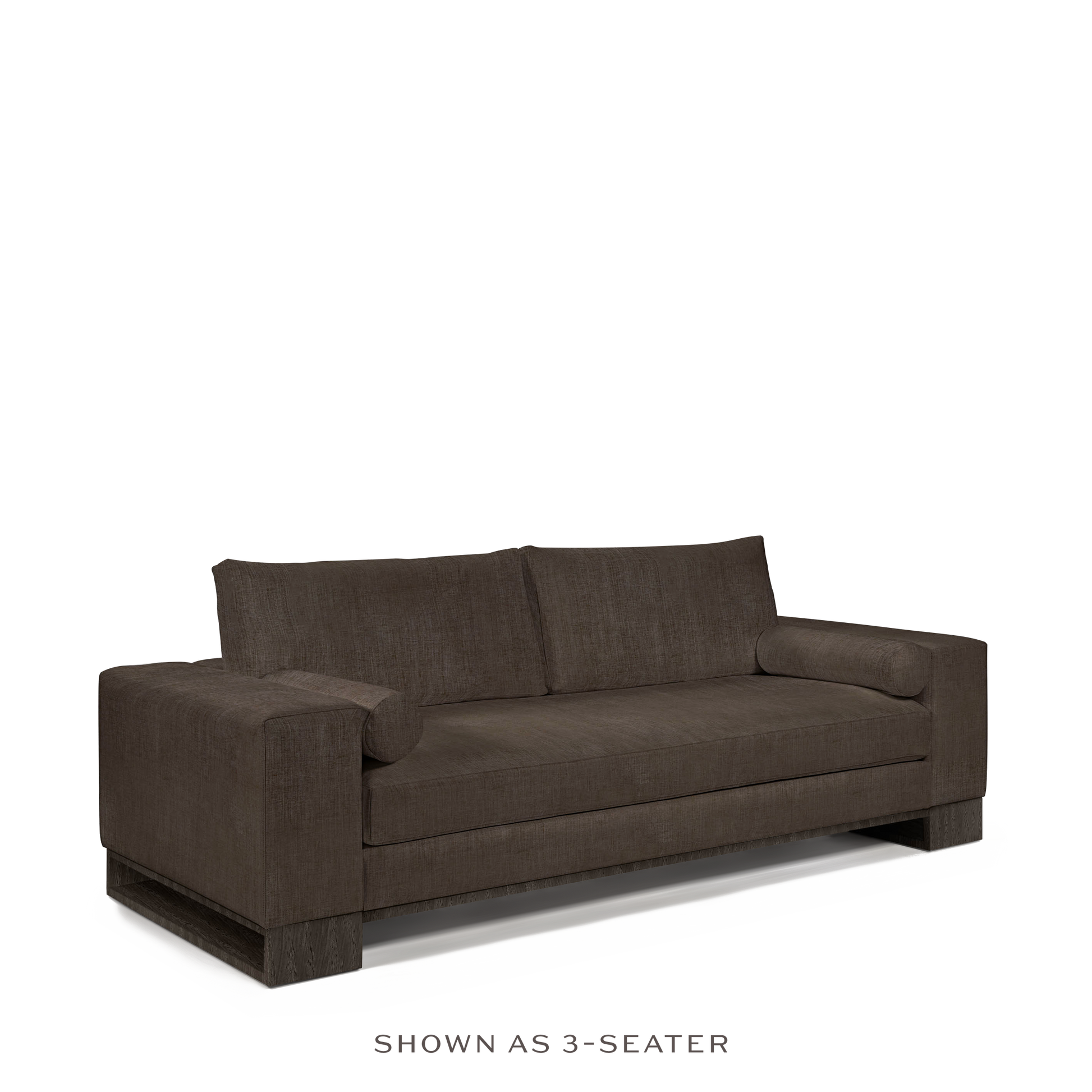 TERRA 2-seater sofa with warm grey textile and dark grey wood legs 