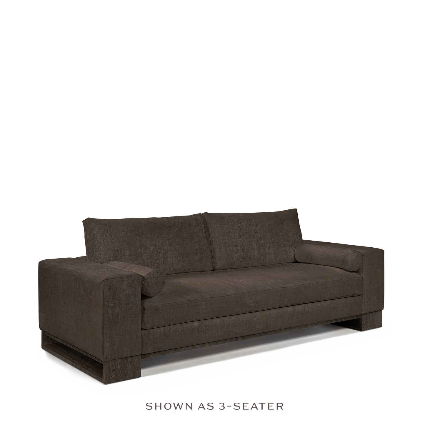 TERRA 3-seater sofa with warm grey textile and dark grey wood legs 