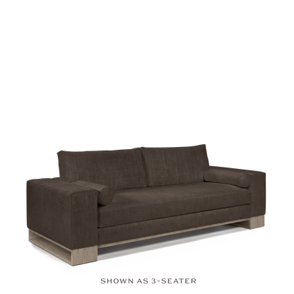 TERRA 2-seater sofa  with warm grey textile and natural grey wood legs 