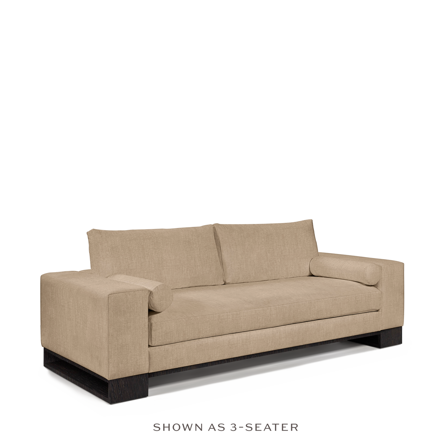 TERRA 2-seater sofa with khaki textile and chocolate wood legs 