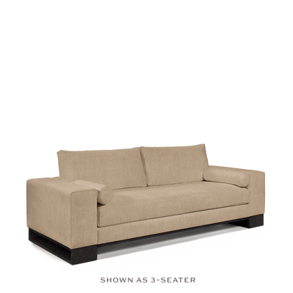 TERRA 2-seater sofa with khaki textile and chocolate wood legs 