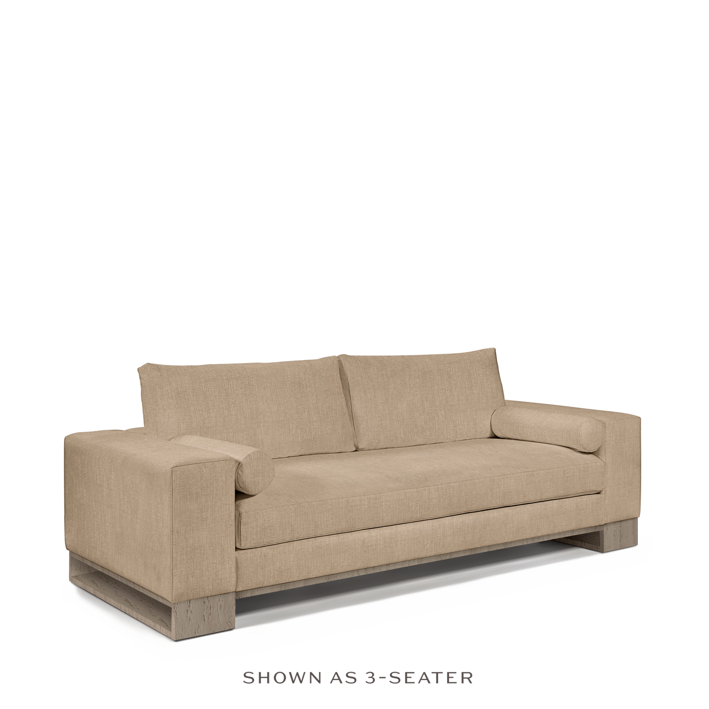 TERRA 2-seater sofa  with khaki textile and natural grey wood legs 