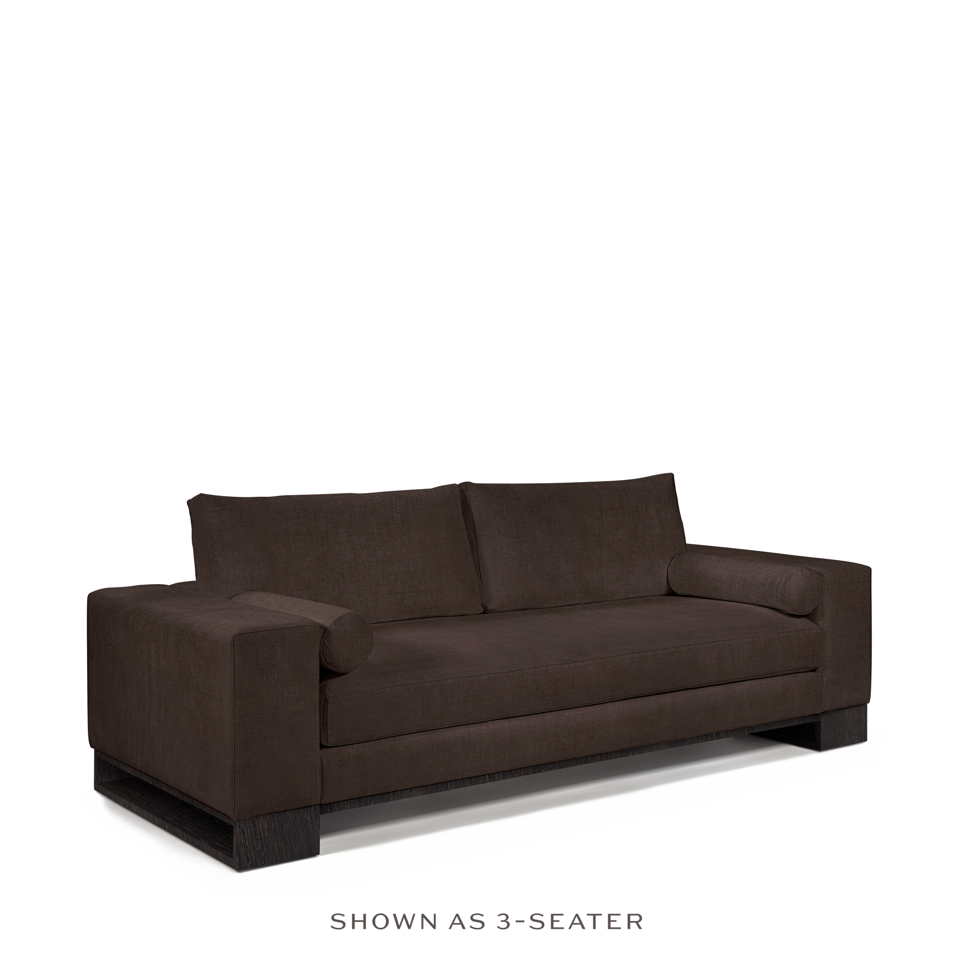 TERRA 3-seater sofa with linara brown textile and chocolate wood legs 