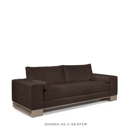 TERRA 2-seater sofa  with linara brown textile and natural grey wood legs 