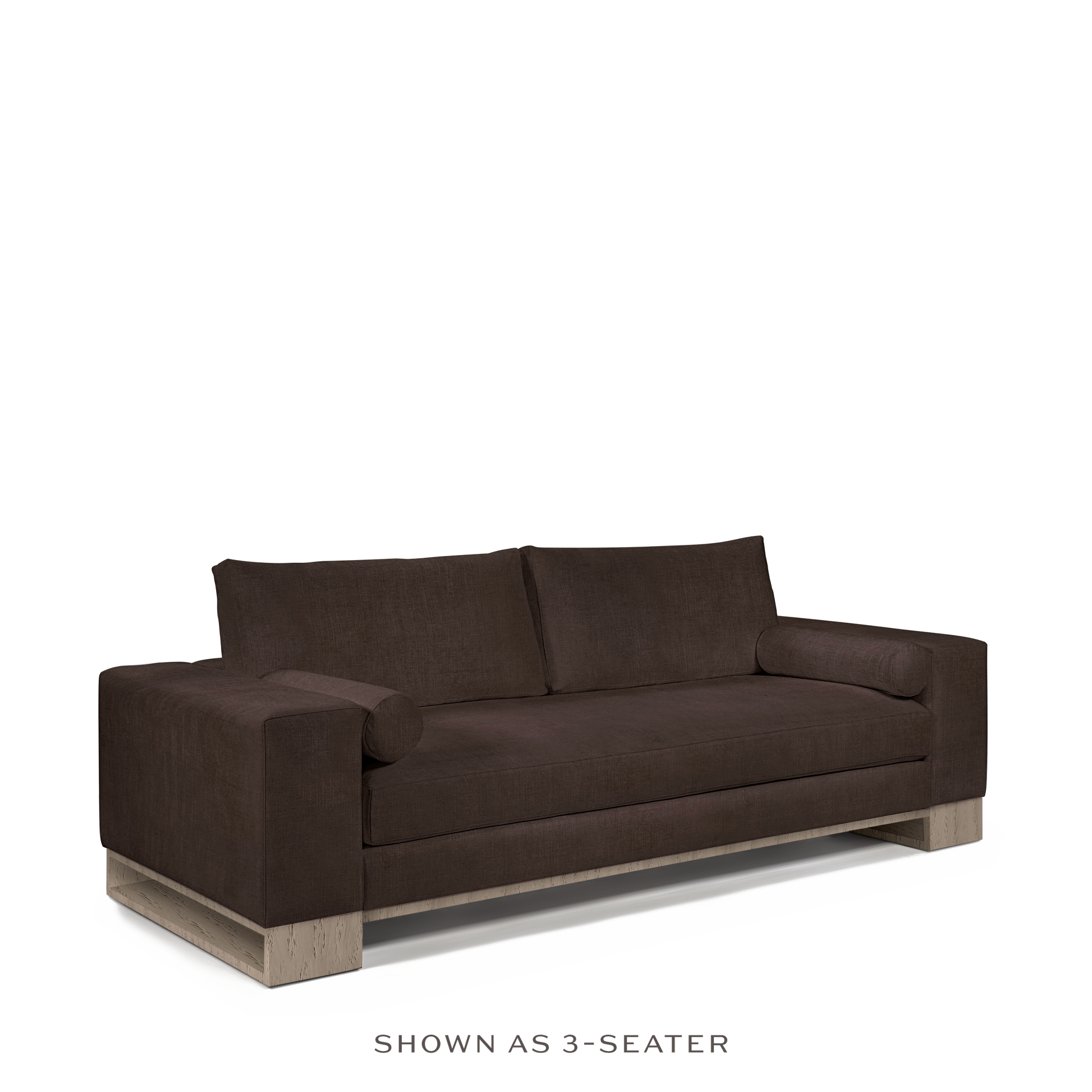 TERRA 3-seater sofa with linara brown textile and natural grey wood legs 