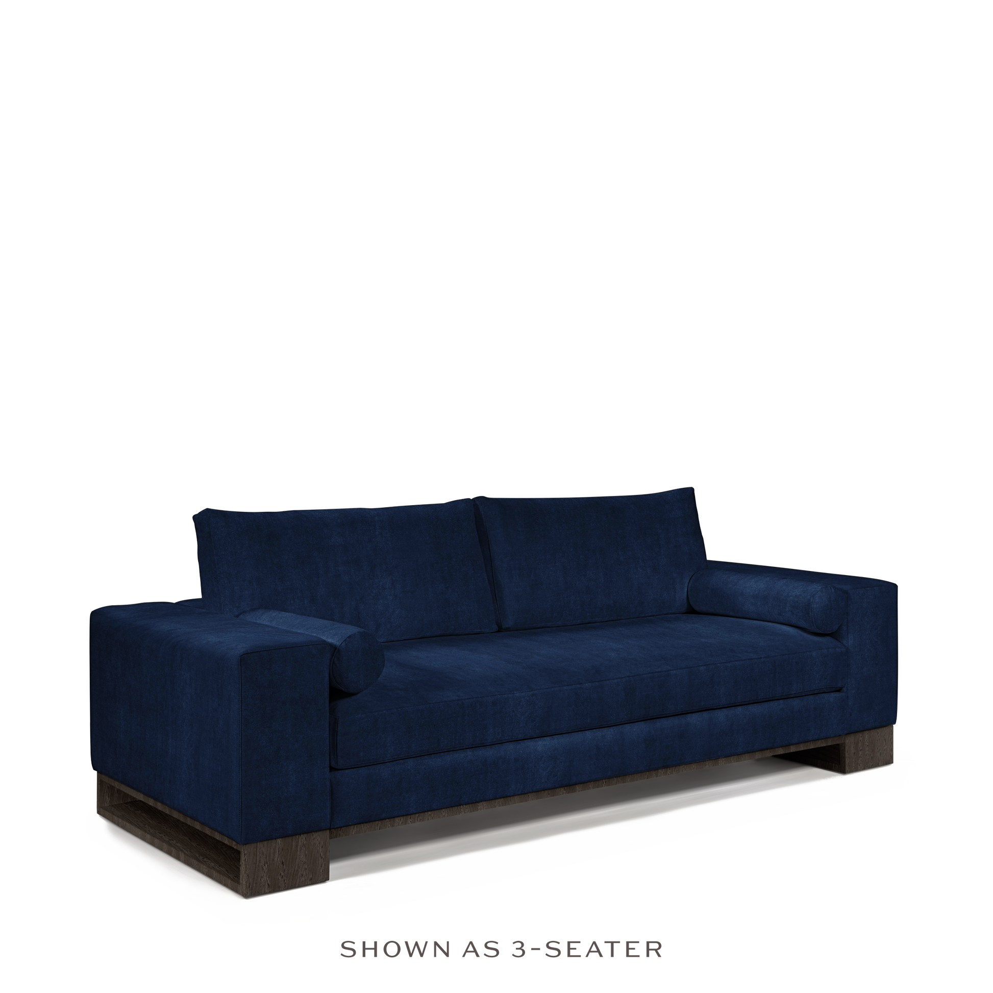 TERRA 2-seater sofa with London dark blue textile and dark grey wood legs 