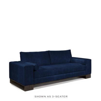 TERRA 3-seater sofa with dark London blue textile and dark grey wood legs 