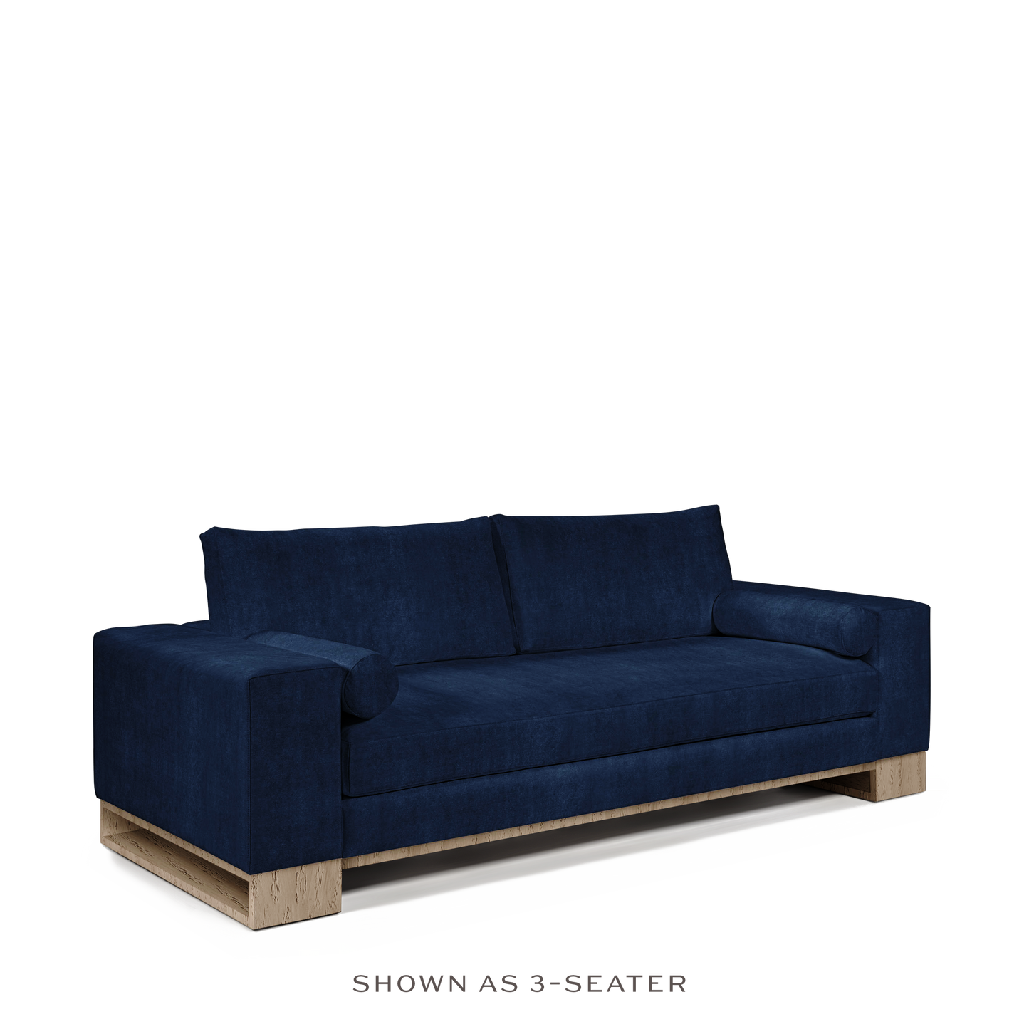 TERRA 3-seater sofa with london dark blue textile and natural grey wood legs