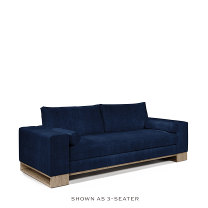 TERRA 3-seater sofa with london dark blue textile and natural grey wood legs