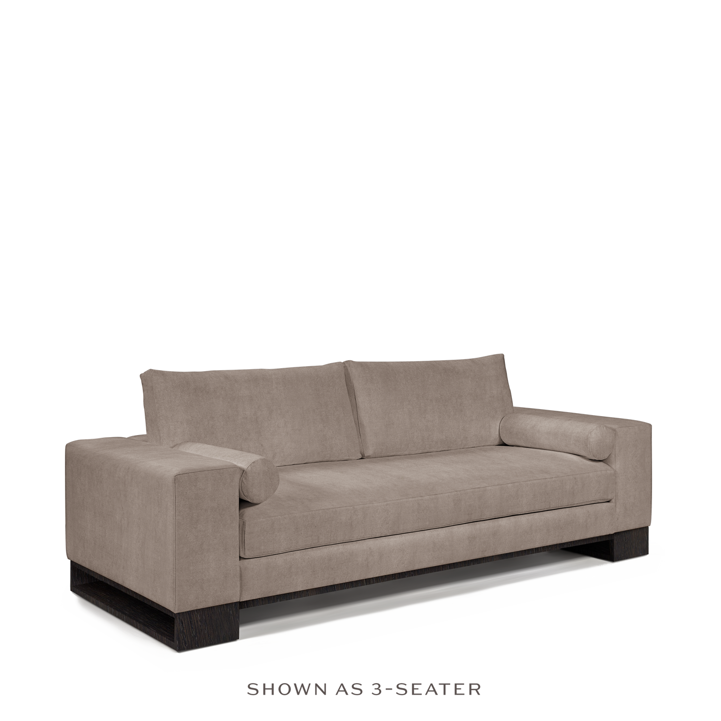 TERRA 2-seater sofa with London grey textile and chocolate wood legs 