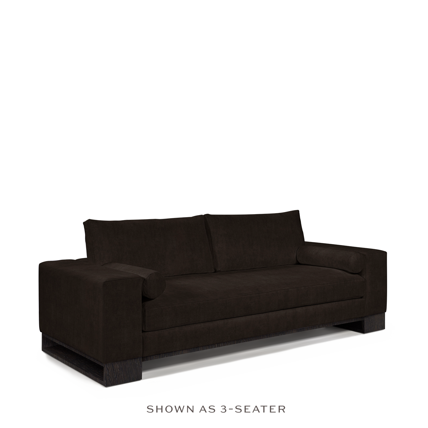TERRA 3-seater sofa with dark brown textile and chocolate wood legs 