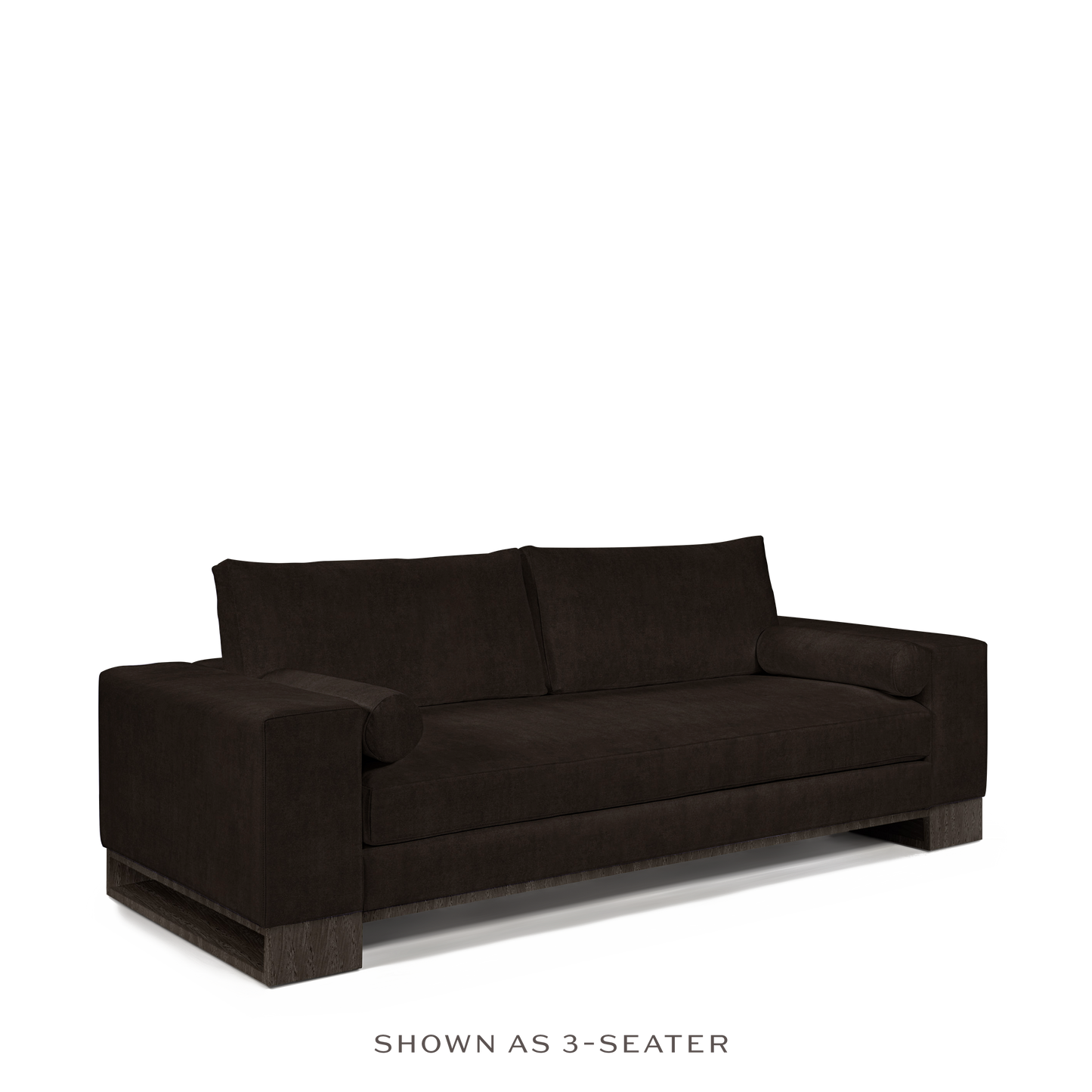 TERRA 2-seater sofa with london dark brown textile and dark grey wood legs 