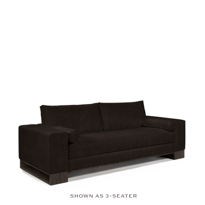 TERRA 2-seater sofa with london dark brown textile and dark grey wood legs 