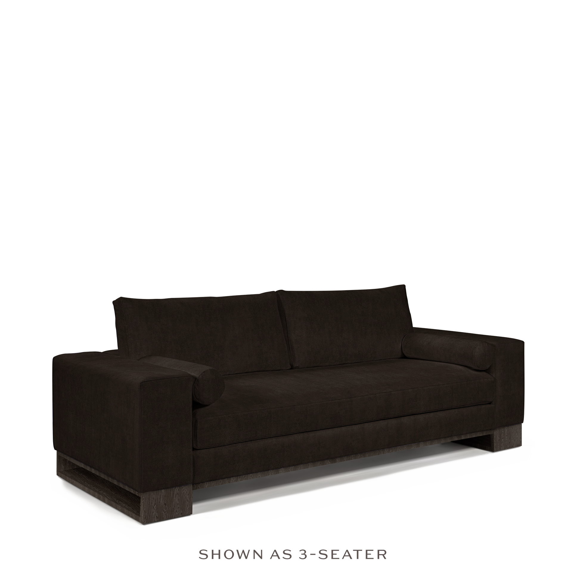 TERRA 3-seater sofa with dark brown textile and dark grey wood legs 