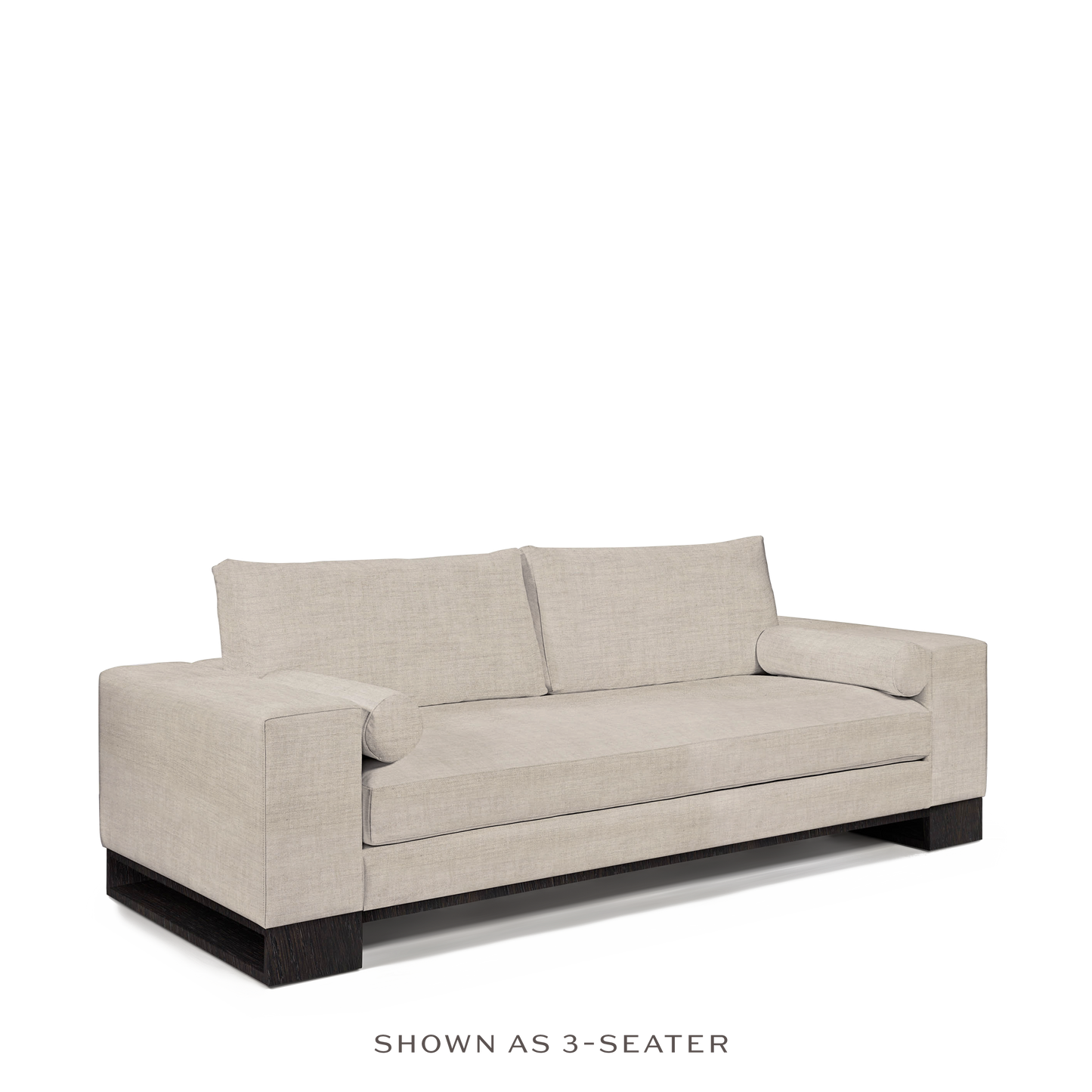 TERRA 2-seater sofa with taupe textile and chocolate wood legs 