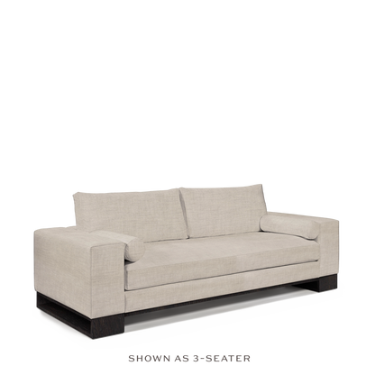 TERRA 3-seater sofa with taupe textile and chocolate wood legs 