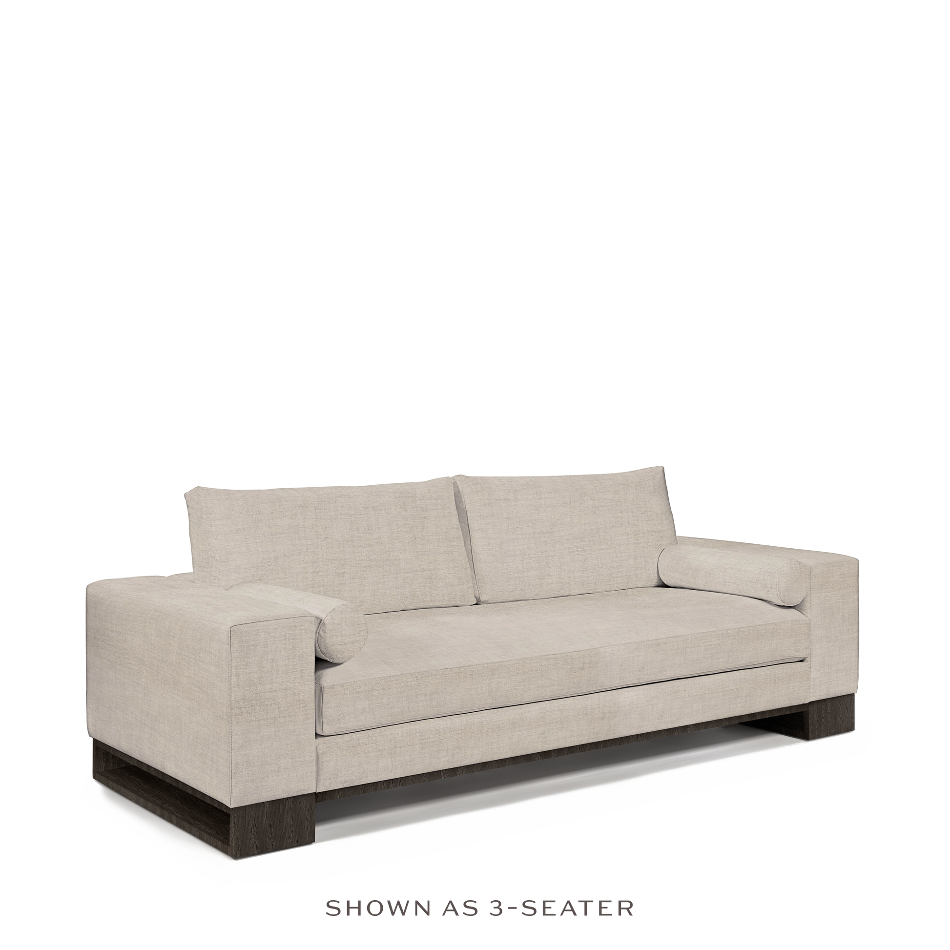 TERRA 2-seater sofa with taupe textile and dark grey wood legs 