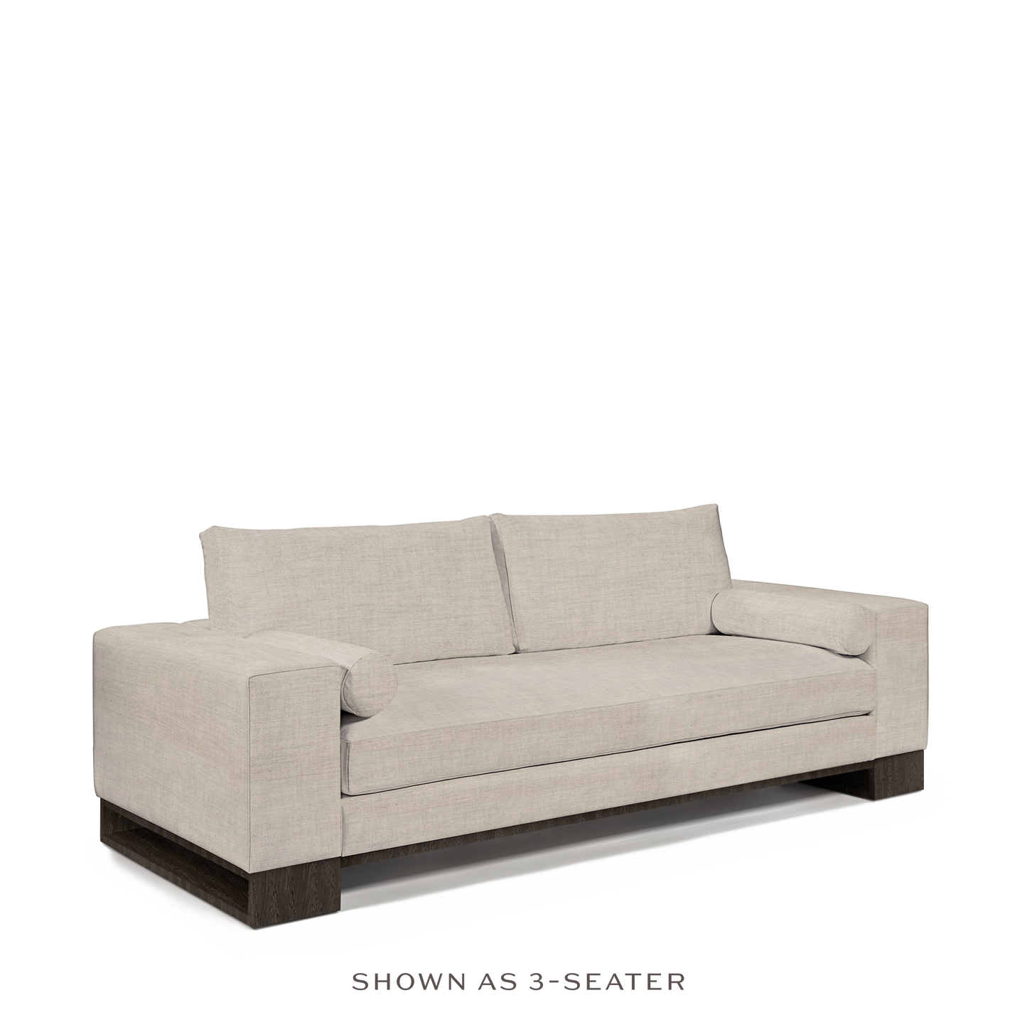 TERRA 3-seater sofa with taupe textile and dark grey wood legs 