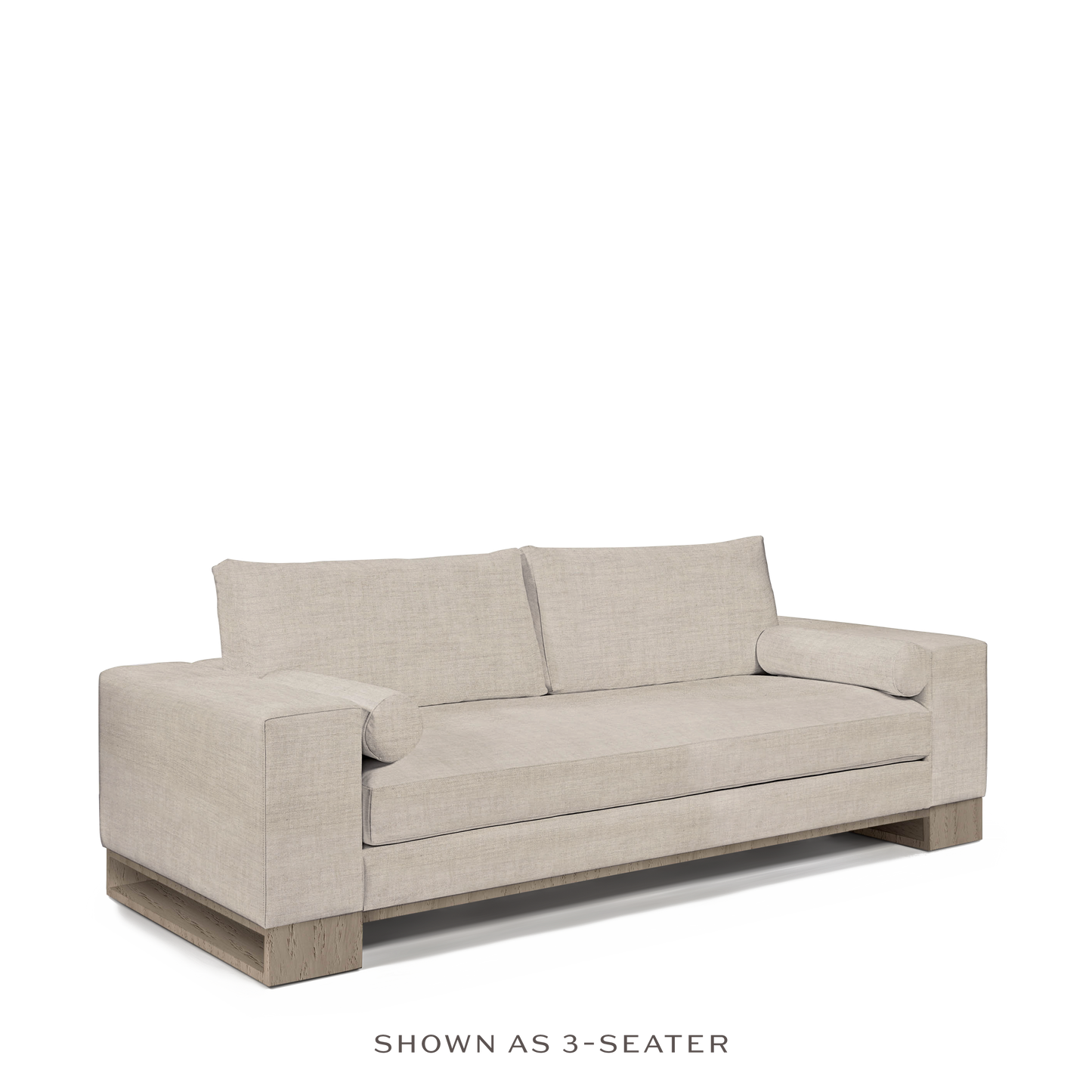 TERRA 2-seater sofa  with taupe textile and natural grey wood legs 