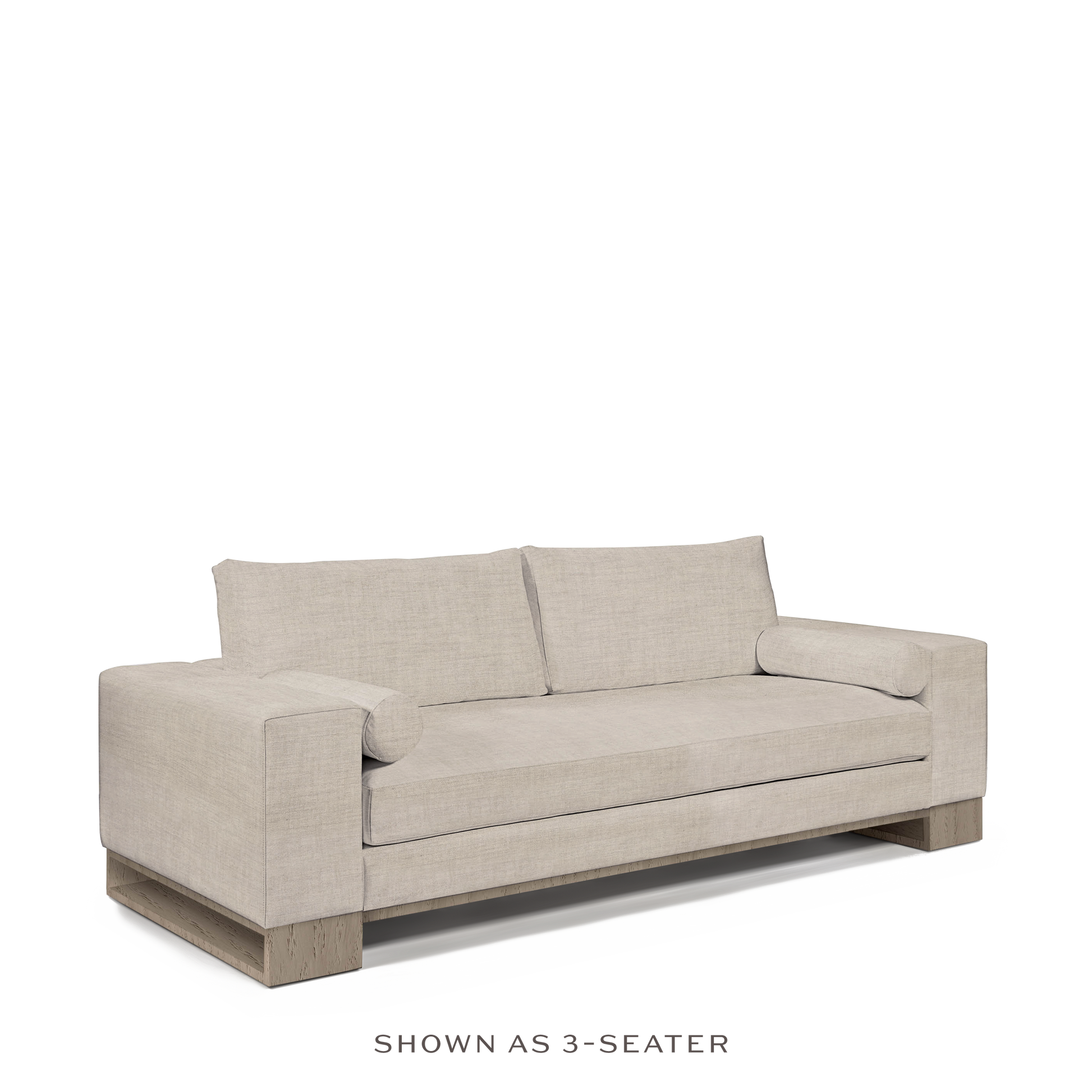 TERRA 3-seater sofa with taupe textile and natural grey wood legs 