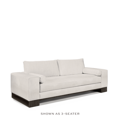 TERRA 2-seater sofa with rocco light grey textile and dark grey wood legs 