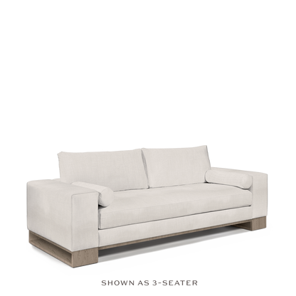 TERRA 2-seater sofa light grey textile and natural wood 