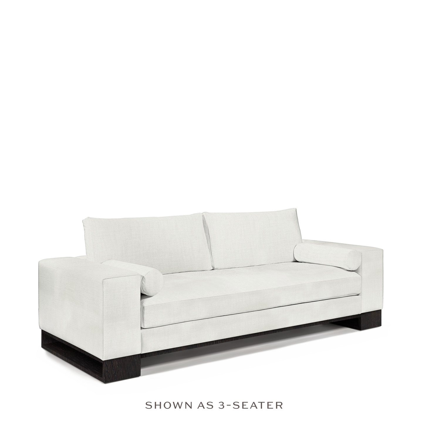 TERRA 2-seater sofa with rocco white textile and chocolate wood legs 