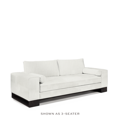 TERRA 3-seater sofa with Rocco white textile and chocolate wood legs 