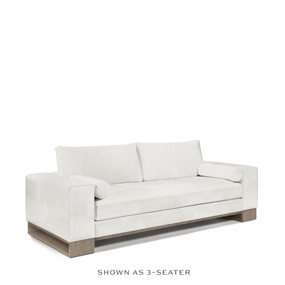 TERRA 3-seater sofa with Rocco white textile and natural grey wood legs 