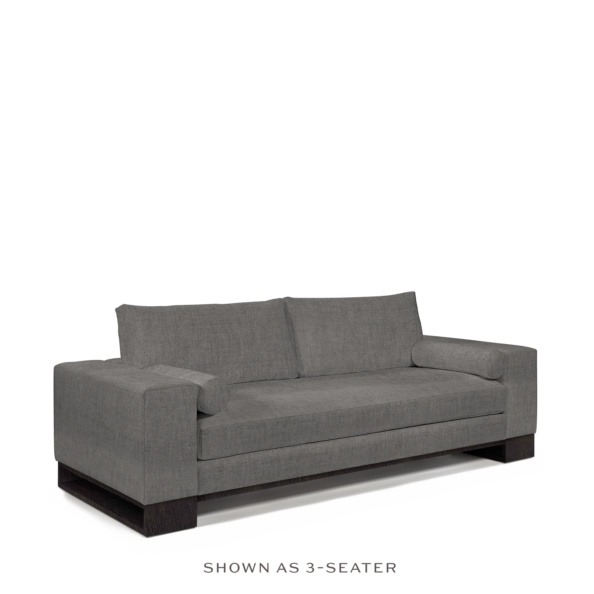 TERRA 2-seater sofa with dark grey textile and chocolate wood legs 