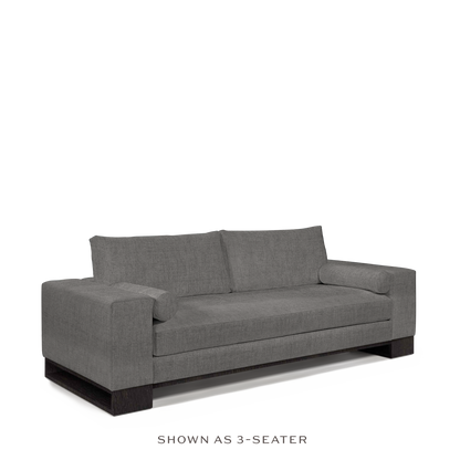 TERRA 2-seater sofa with dark grey textile and chocolate wood legs 