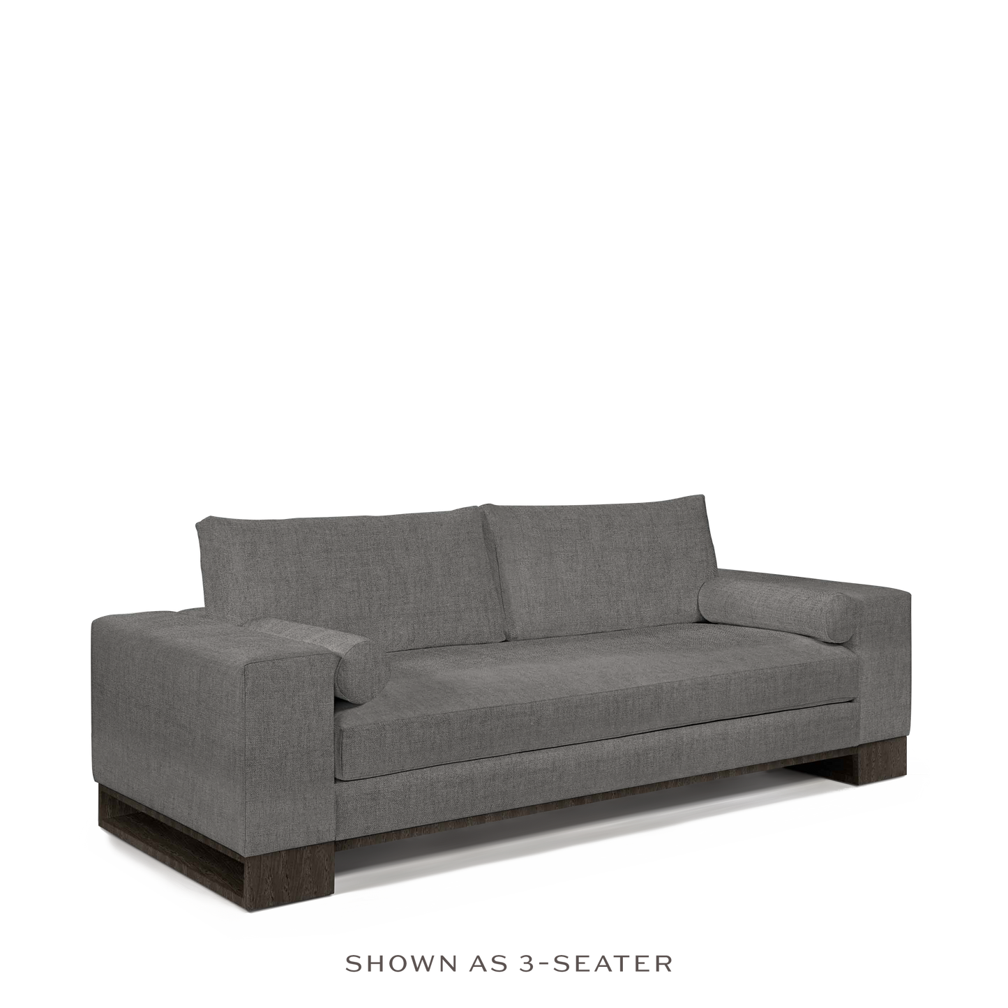 TERRA 2-seater sofa with rocco dark grey wood and dark grey wood legs 