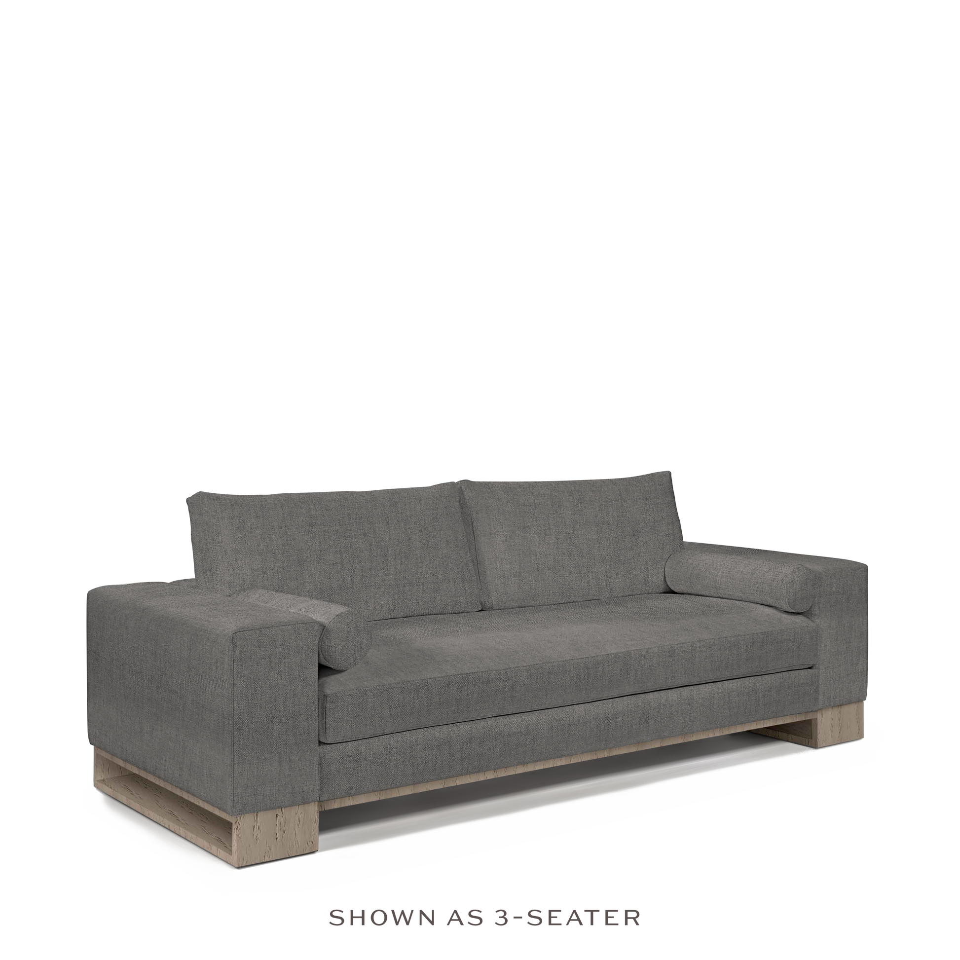 TERRA 2-seater sofa with dark grey textile and natural grey wood legs 