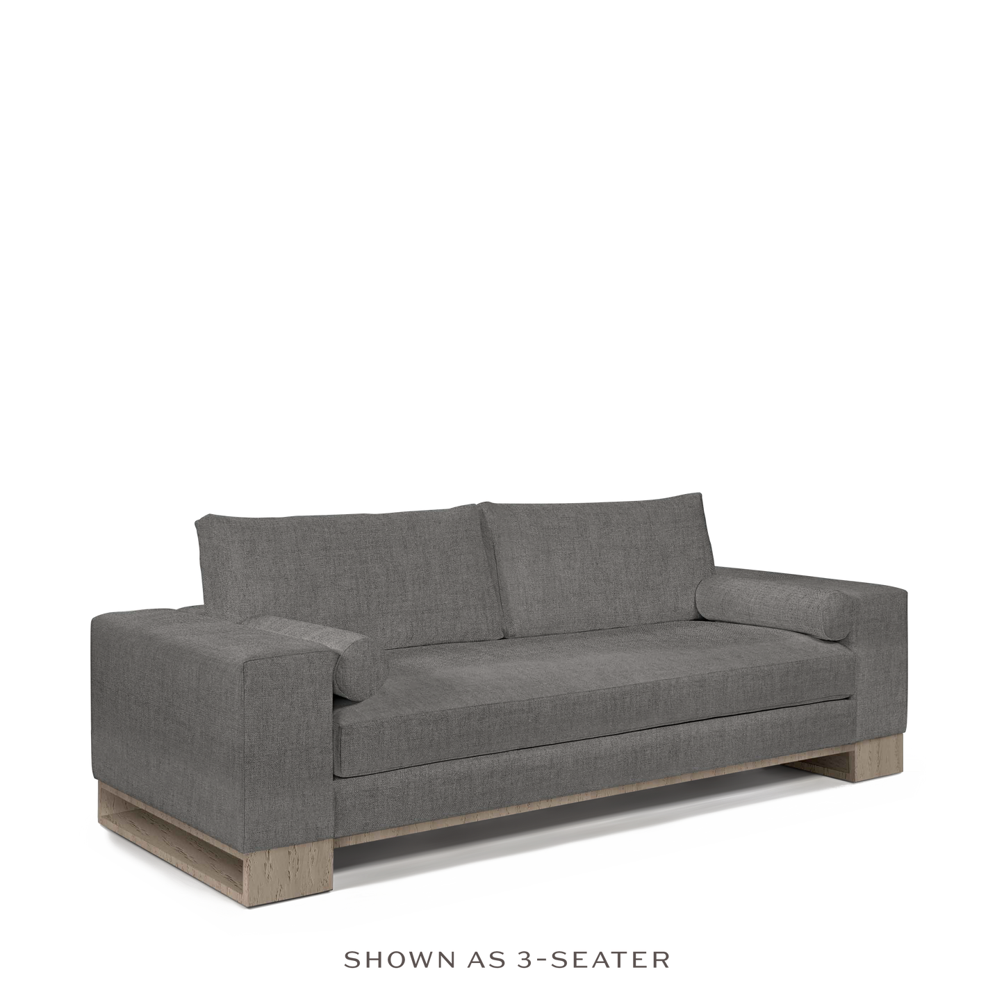 TERRA 3-seater sofa with dark grey textile and natural grey wood legs 