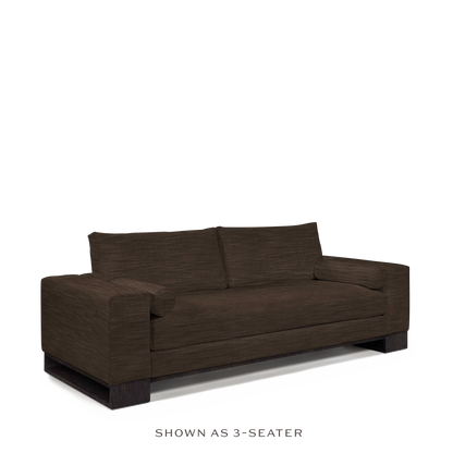 TERRA 3-seater sofa with brown textile and chocolate wood legs 