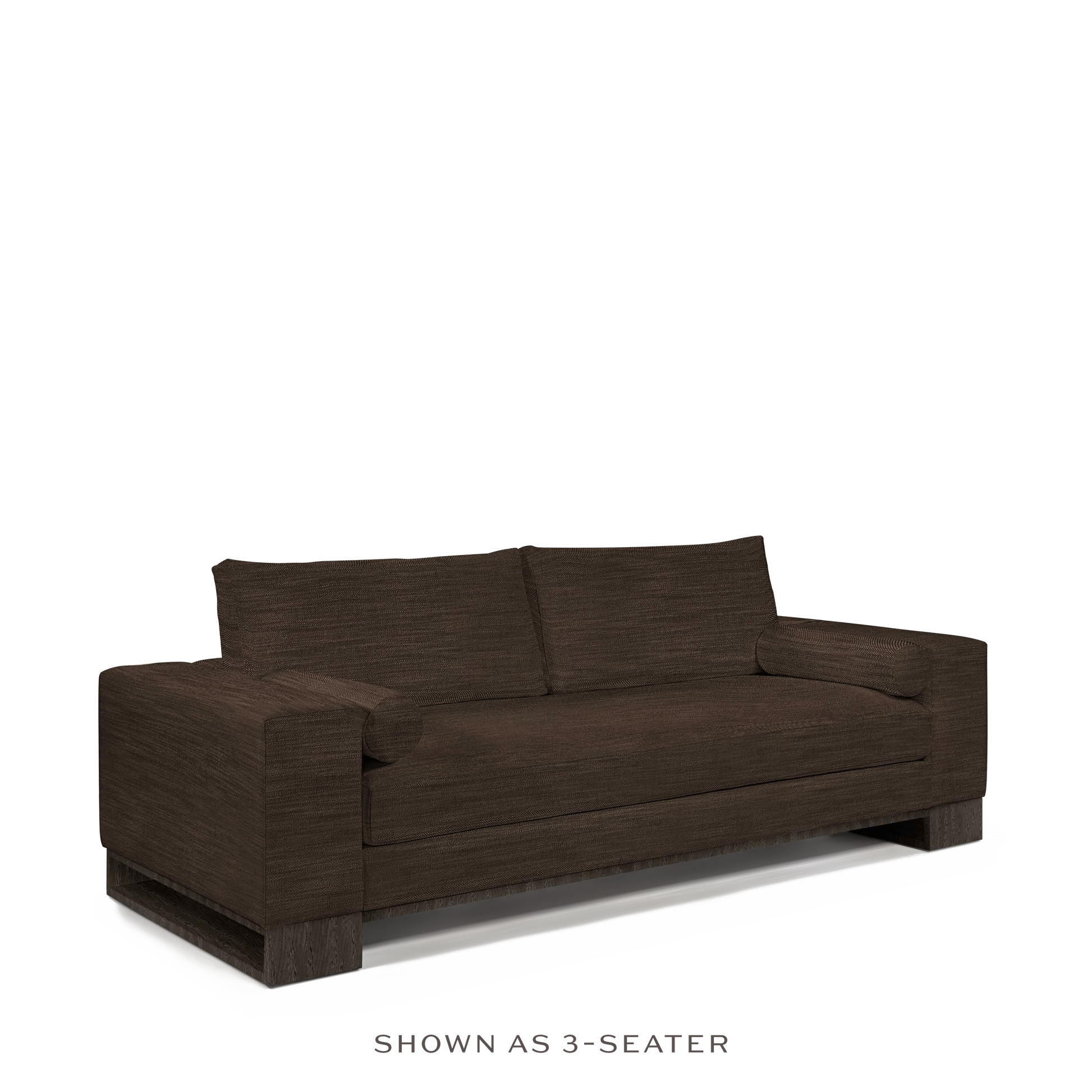 TERRA 2-seater sofa with rocco dark brown textile and dark grey wood legs 