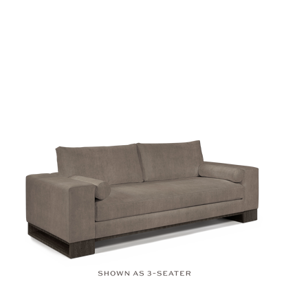 TERRA 3-seater sofa with suede grey textile and dark grey wood legs 
