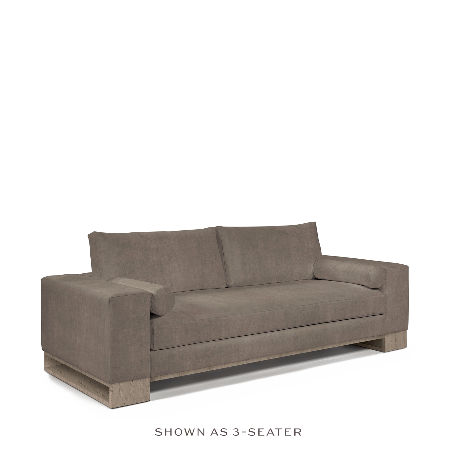 TERRA 2-seater sofa  with suede grey textile and natural grey wood legs 