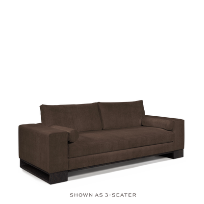 TERRA 3-seater sofa with suede brown textile and chocolate wood legs 